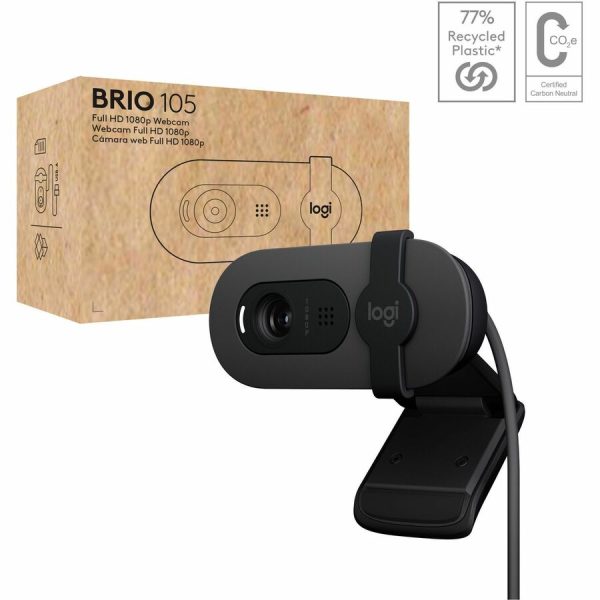 Logitech Brio 105 Full HD 1080p Business Webcam with Auto-Light Balance, USB-A, Privacy Shutter, Easy Set-Up, Compatible with Windows, macOS, ChromeOS